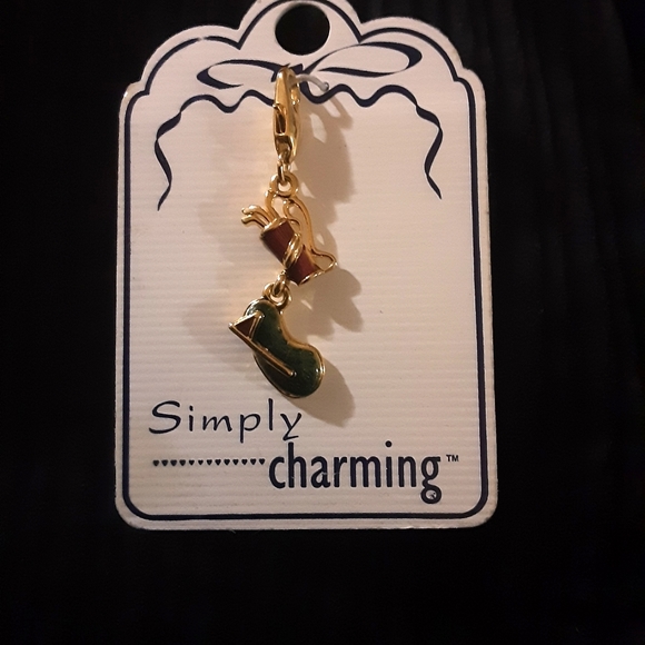 GOLD CHRISTMAS GOLF HANGING CHARM - Picture 1 of 3